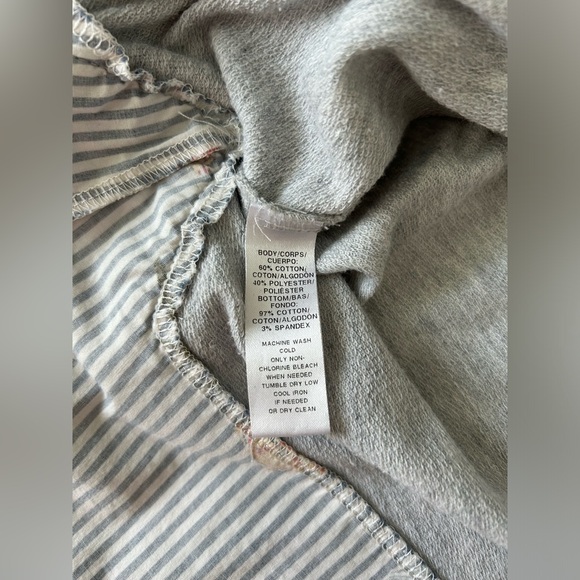 LOFT | Grey Lightweight Sweater with Striped Floral Shirt Detail | Size Small - Picture 7 of 8